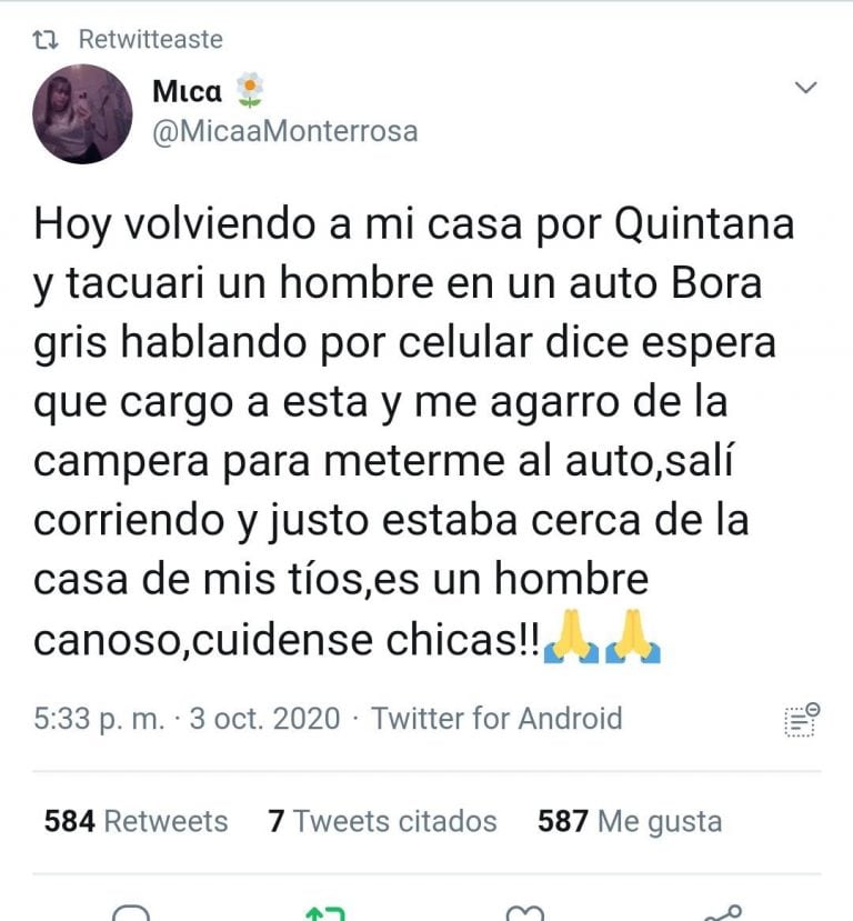 Denuncias por acoso callejero e intento de secuestro