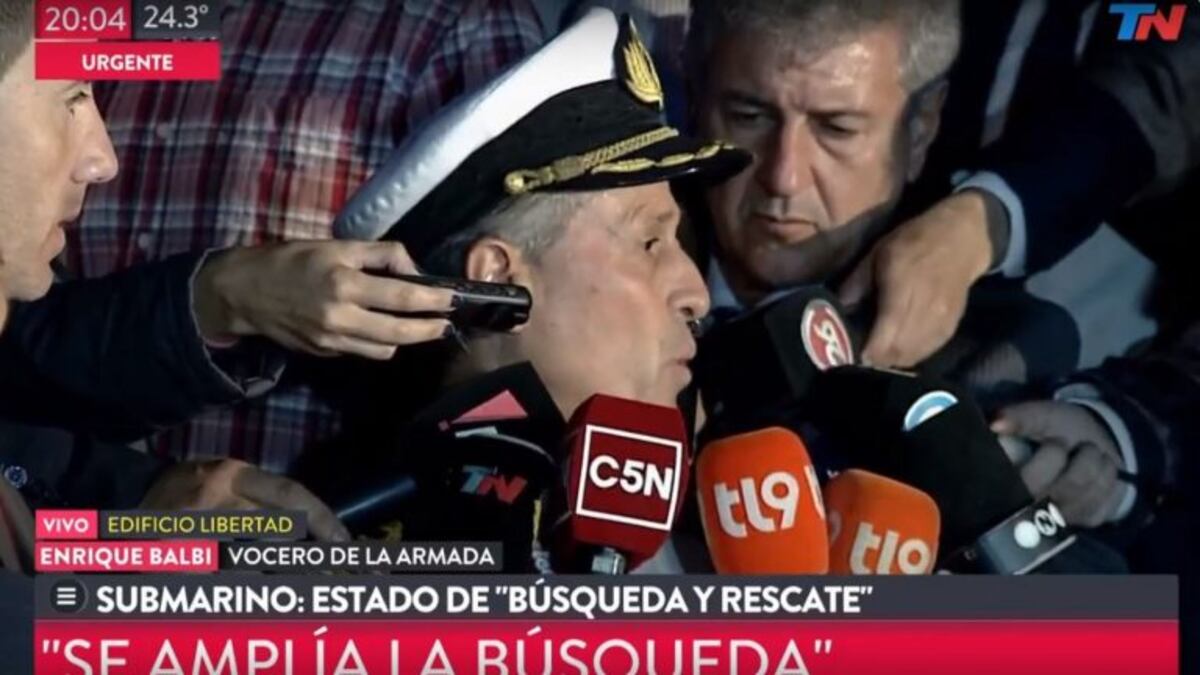 La Armada declaró el estado de 'búsqueda y rescate' del submarino