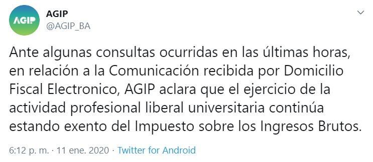 La publicación de Agip (Foto: captura Twitter)