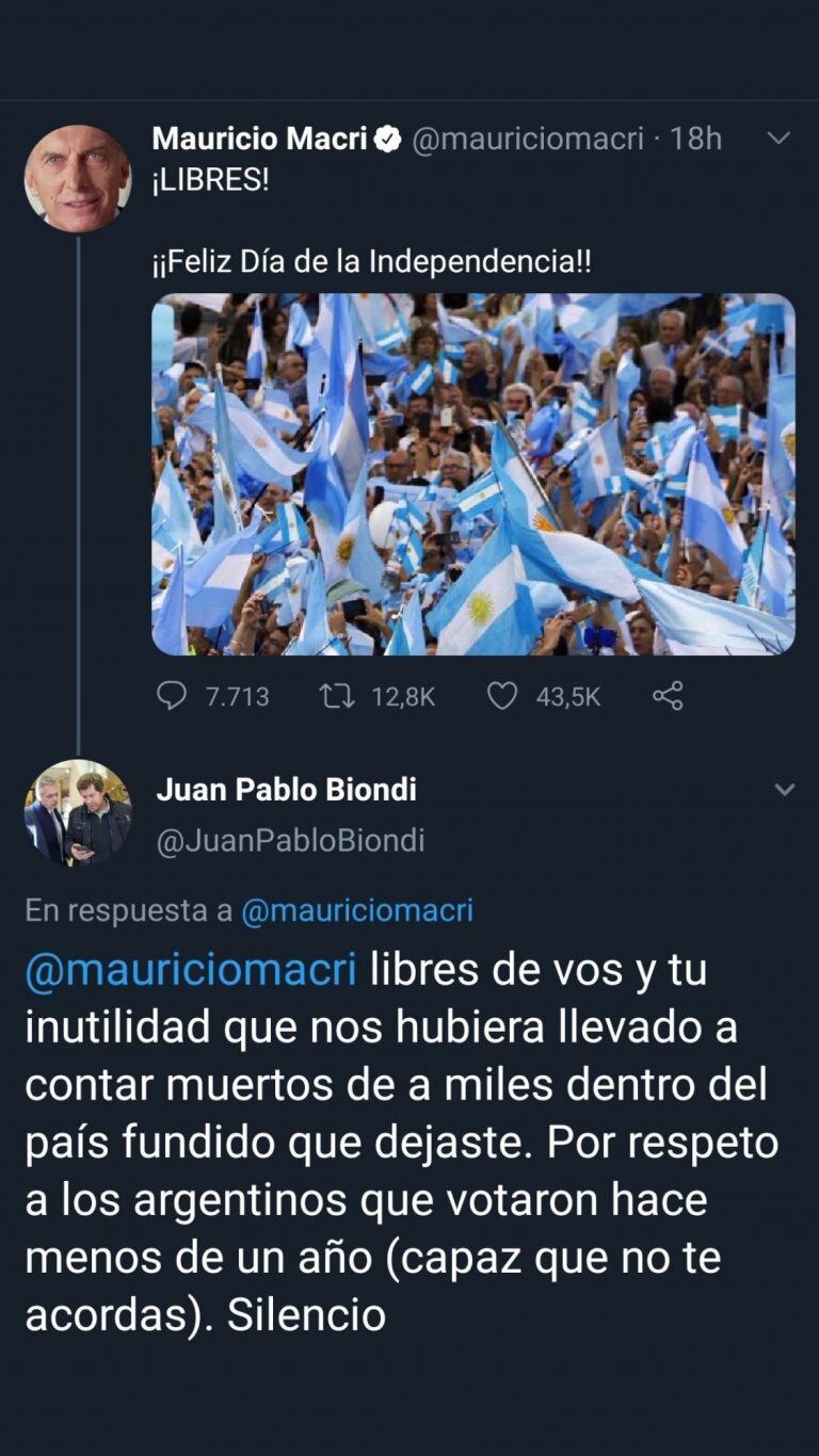 Juan Pablo Biondi le responde a Mauricio Macri