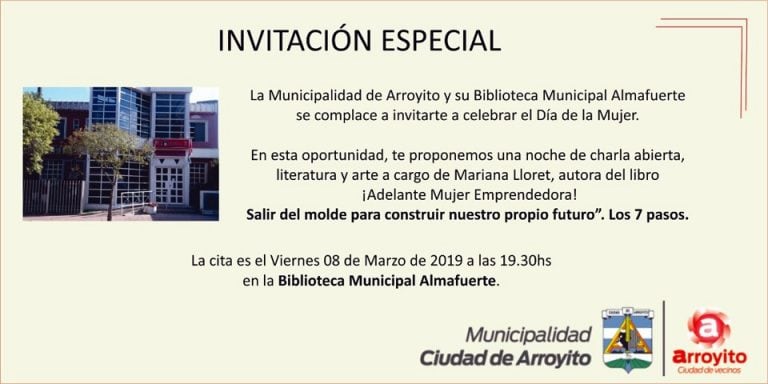 Invitacion Dia de la Mujer en Arroyito