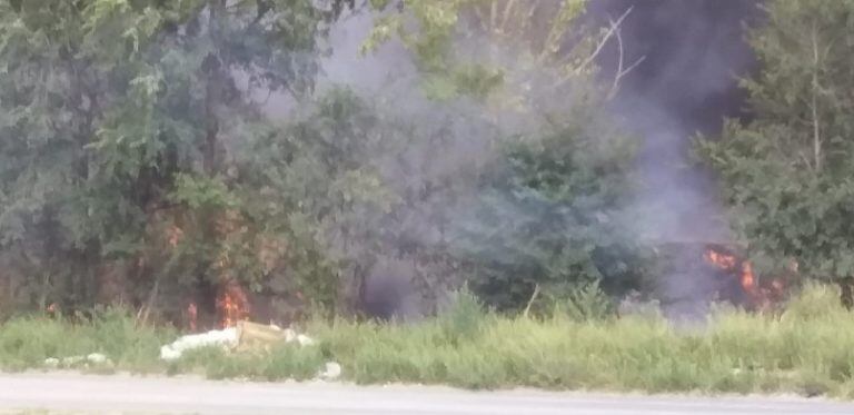 Imágenes del incendio en los terrenos de la ex papelera.