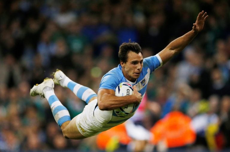 El try de Juan Imhoff a Irlanda, uno de los últimos recuerdos gratos de Los Pumas en los Mundiales (Reuters)