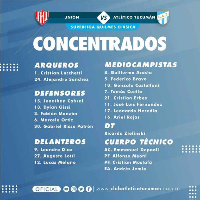 Prensa Atlético Tucumán.