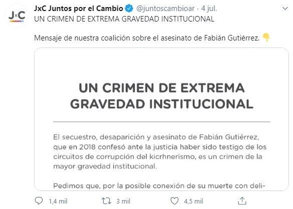 Comunicado Juntos por el Cambio.