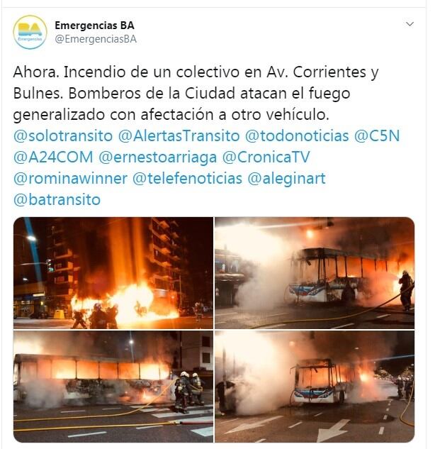 (Twitter: @EmergenciasBA)