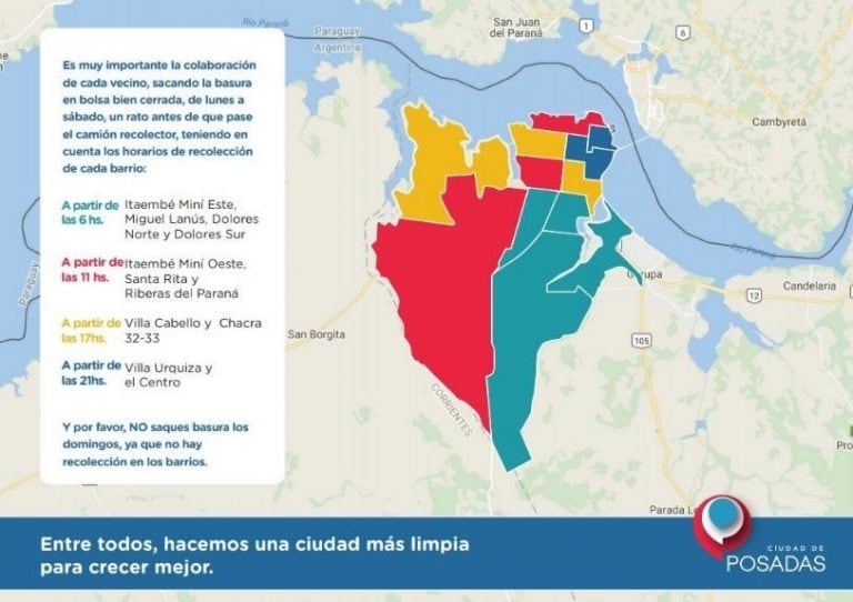 El nuevo circuito de recolección de residuos de Posadas
