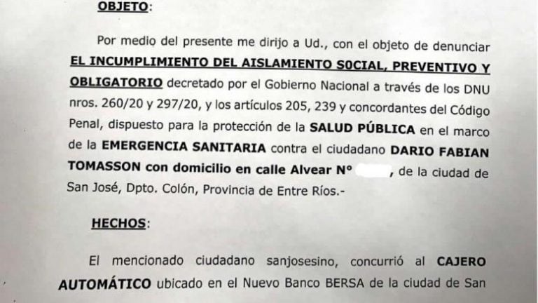 Denuncia del intendente de San José
Crédito: El Colonense