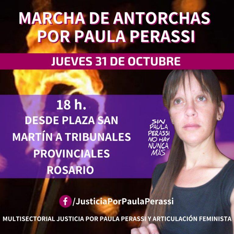 Convocan a una marcha de antorchas por la revocación del fallo absolutorioen el caso Perassi. (Facebook)