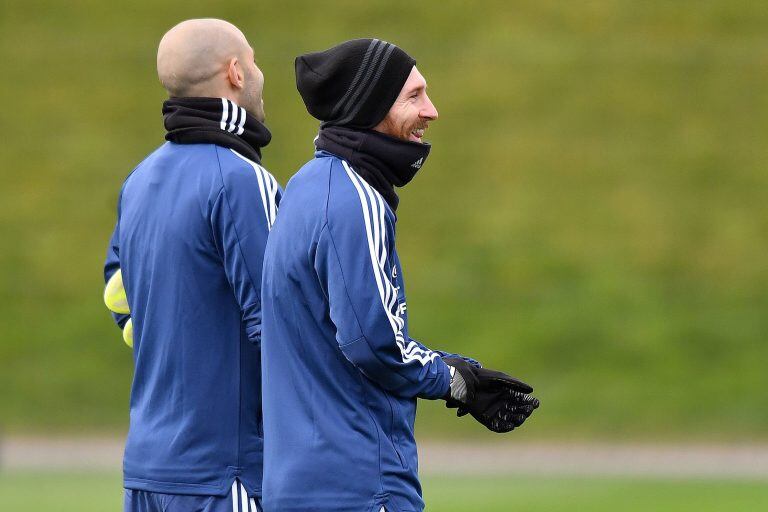 Lionel Messi ya se entrenó con la Selección en Manchester. Foto: AFP.