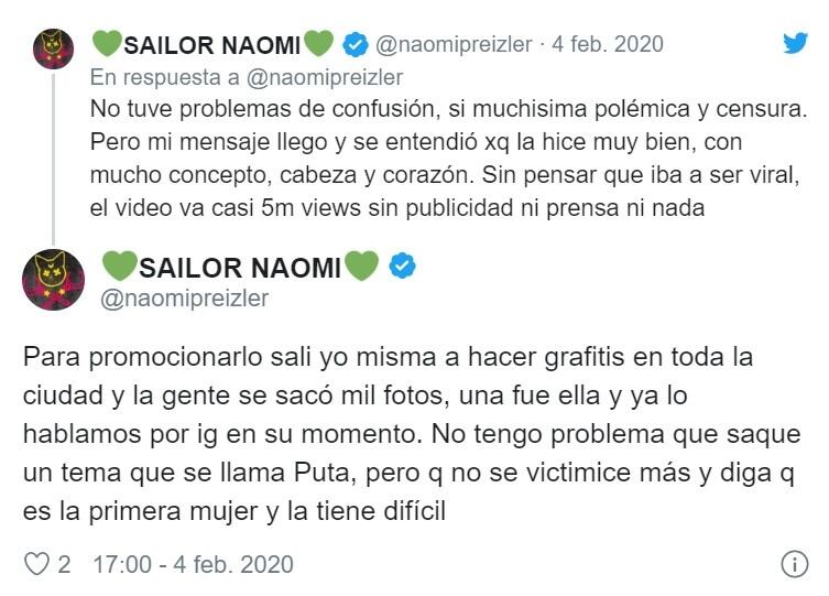 Tuit de Naomi. (Twitter)