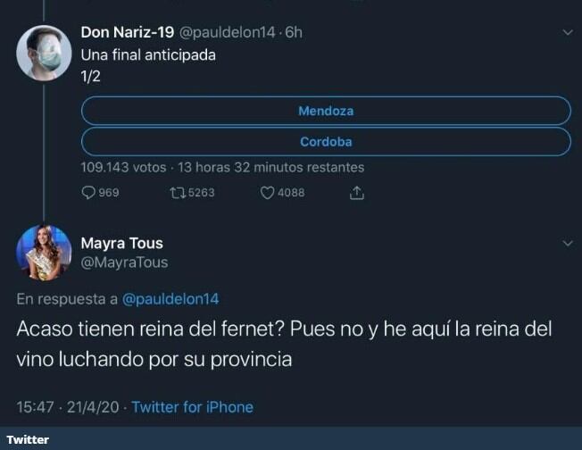 La Reina Nacional de la Vendimia, Mayra Tous, se sumó a la competencia.