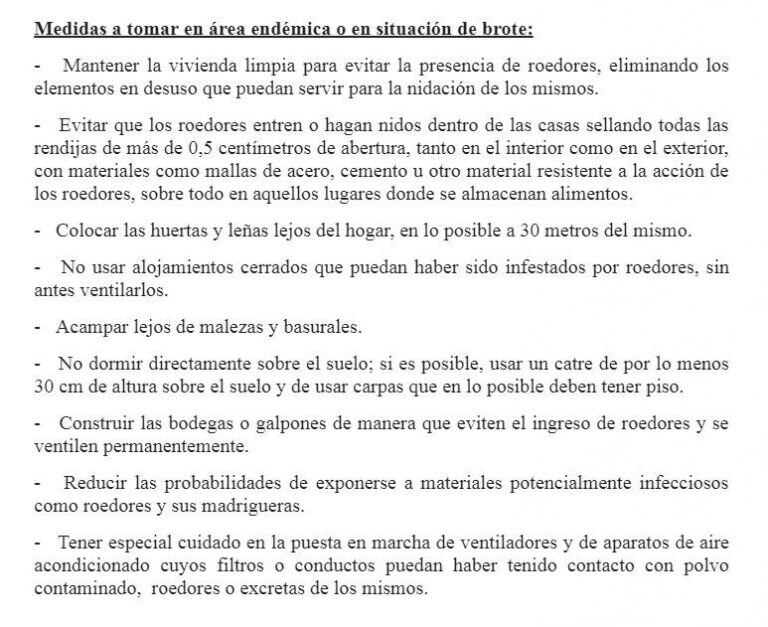 Informe Hospital Rodriguez Arroyito sobre Hantavirus