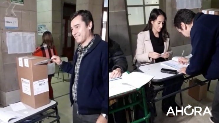 Marcelo Haddad votó temprano en la escuela Normal (AHORA).