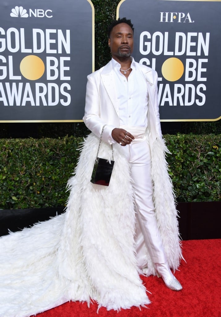 El llamativo look de Billy Porter, uno de los más comentados de la alfombra.