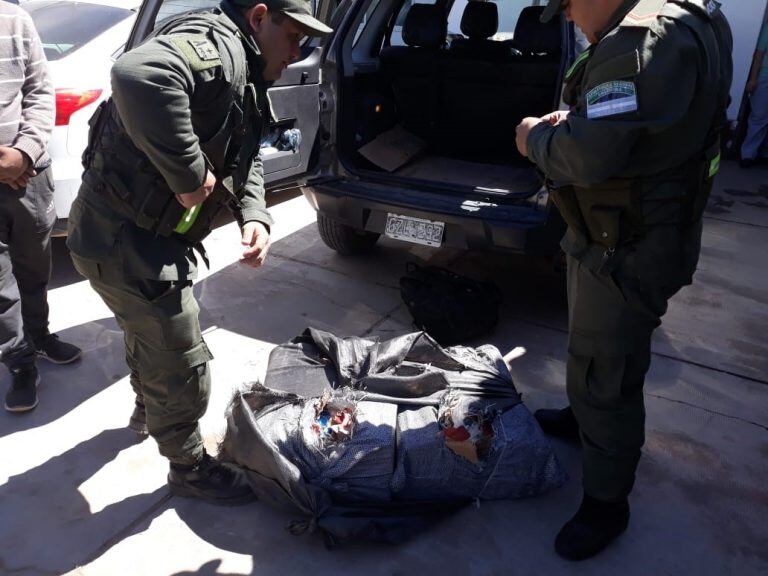 Los gendarmes revisaron las bolsas sospechando que el contenido era ilícito.