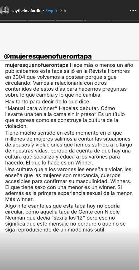 Captura: cuenta de Instagram de Thelma Fardín.