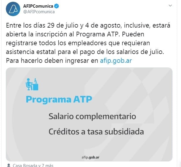 (Twitter: @AFIPcomunica)