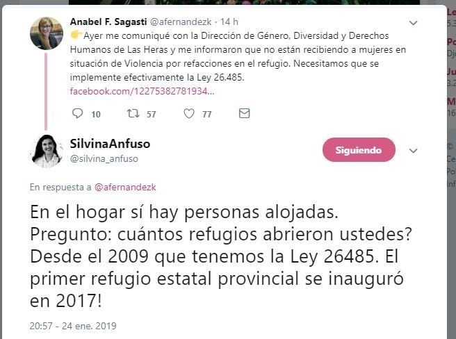 Anabel Fernández Sagasti se cruzó con la directora de de Género y Diversidad de la provincia