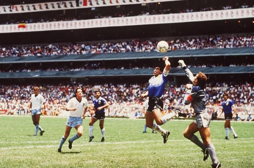  Gol histórico de Diego Armando Maradona a Inglaterra en el Mundial de México 1986. Fue el 1-0 parcial. 