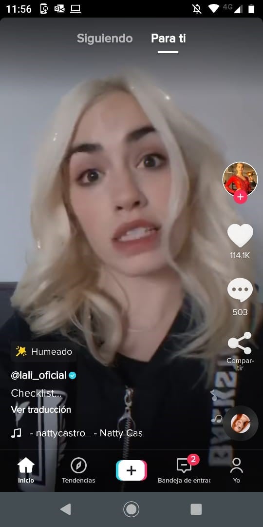 Lali Espósito durante un video en TikTok (Foto:Captura)