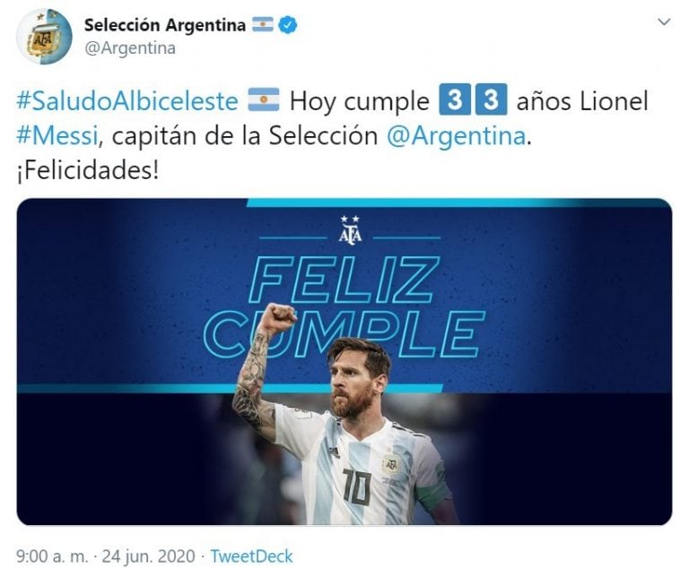 Leo Messi cumple años y el mundo del fútbol lo celebra junto a él (Foto: captura Twitter)