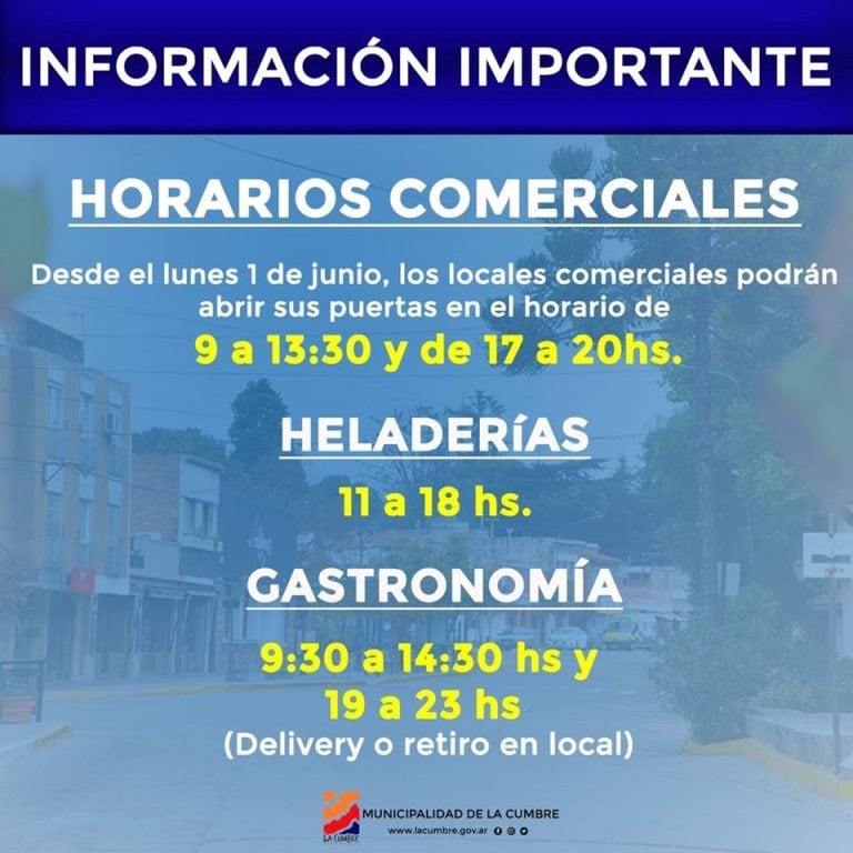 Nuevos horarios en La Cumbre.