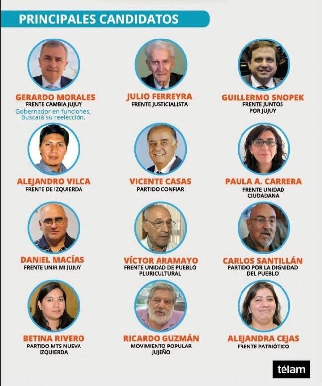 Los doce candidatos que hoy compiten por la gobernación provincial.