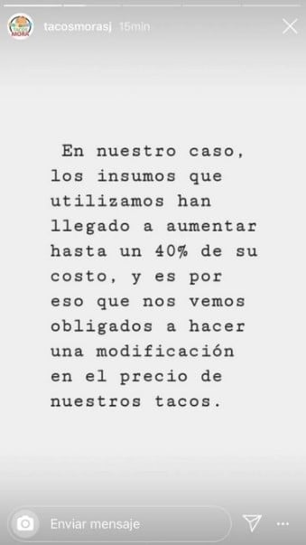 Las imágenes pertenecen a las historias de Instagram de una casa de comidas sanjuanina.