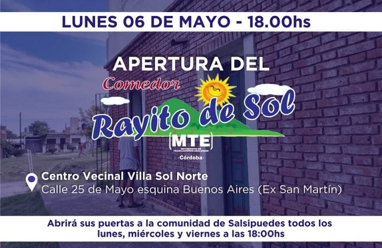 Apertura del comedor Rayito de Sol en Salsipuedes.