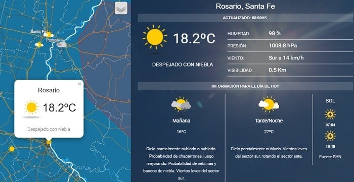 Un clima inestable para este domingo en la ciudad. (SMN)