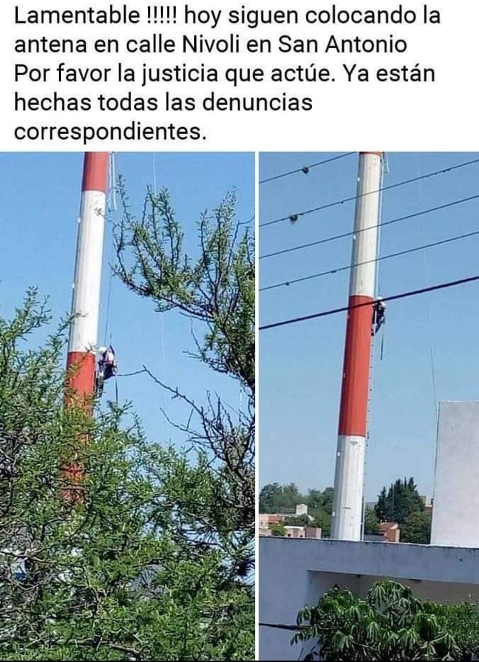 Instalación de antena telefónica en San Antonio de Arredondo.