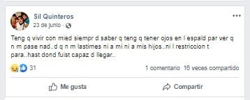 Silvia Quinteros ya había manifestado en Facebook su temor por un posible ataque de su ex. (Facebook)