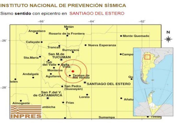 Hubo un sismo de 3,6 grados en Las Termas de Río Hondo