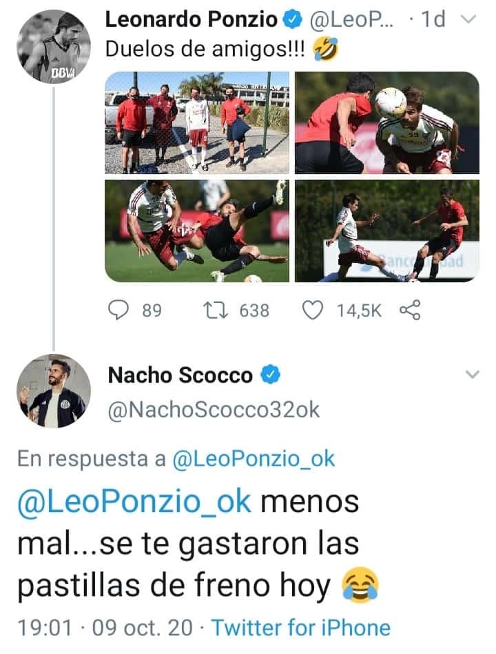 La chicana de Scocco a Ponzio por las patadas en River-Newell's