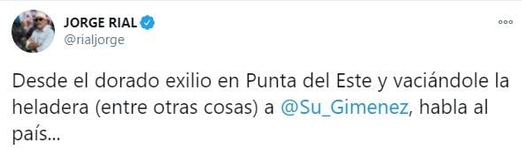 El escrito de Jorge Rial en redes sobre el hermano de Susana. (Twitter/rialjorge)