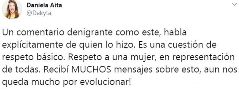 El comentario de la actriz en respuesta. (Foto: captura de Twitter)