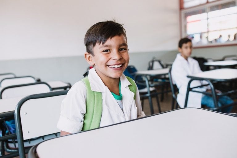 San Pedro, Misiones, primer día de clases en una escuela nueva. El edificio de la Escuela N° 924 se inauguró este lunes. (Gobierno)