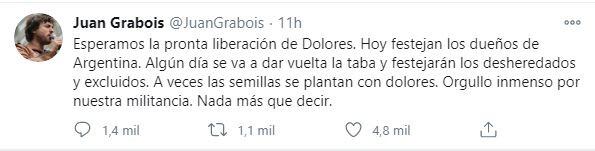 El descargo de Juan Grabois en Twitter.