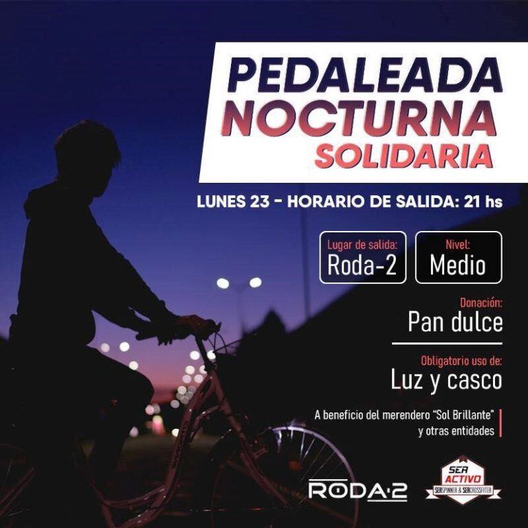 Pedaleada nocturna solidaria