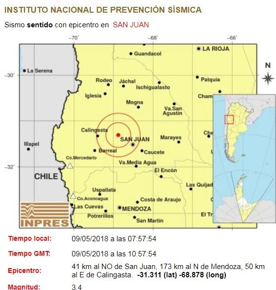 El INPRES registró un temblor de 3.4º en la escala de Ritcher.