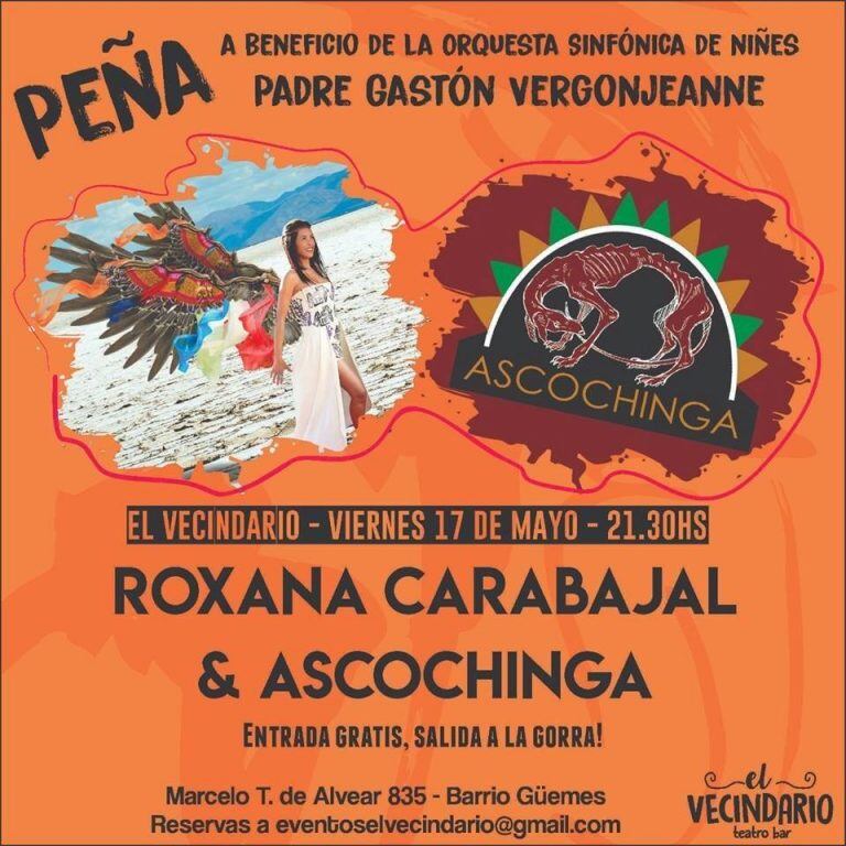 Peña a benficio de la Orquesta Sinfónica de Niñes Padre Gastón Vergonjeanne de Villa Allende.