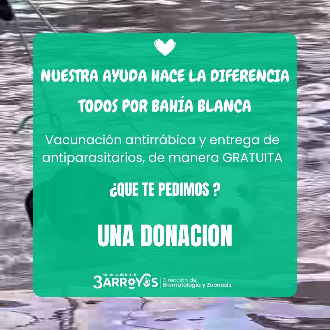 vacunación antirrábica y entrega de antiparasitarios a cambio de donaciones para Bahía Blanca