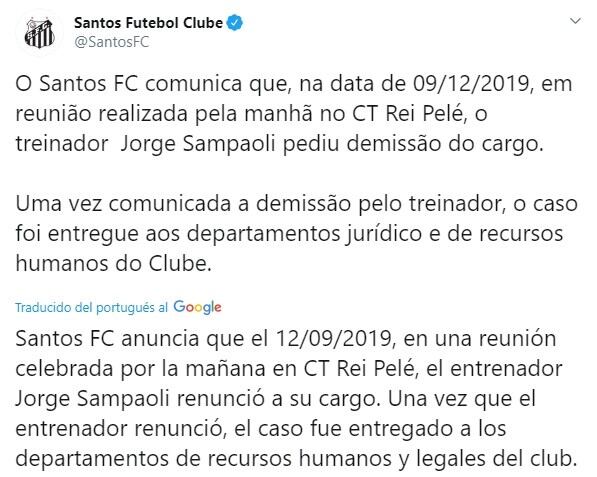 (Twitter: @SantosFC)