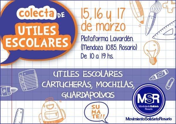 Colecta de útiles escolares  de Movimiento Solidario Rosario