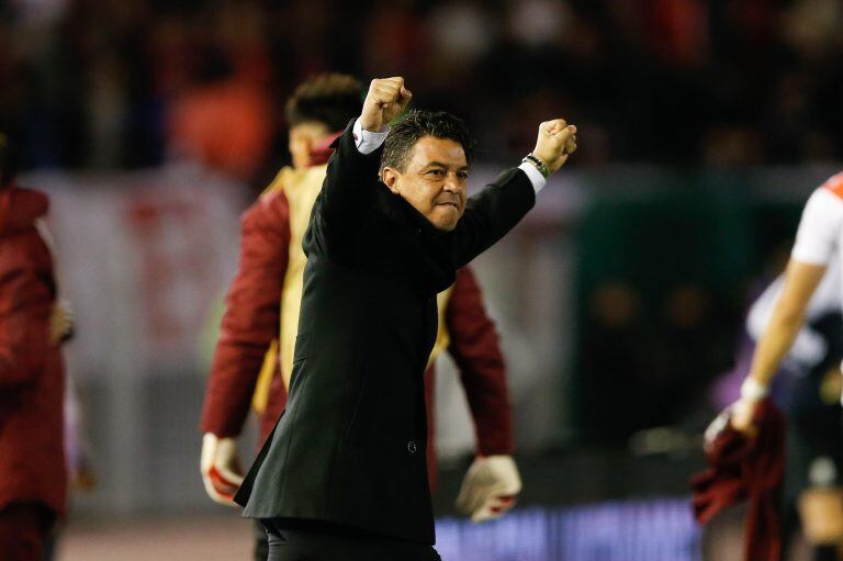 Marcelo Gallardo celebrando uno de los goles de River en el triunfo 2-0 ante Boca. Foto: EFE/Juan Ignacio Roncoroni