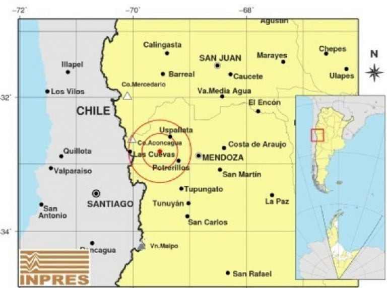 Leve sismo se produjo en la zona de montañas de Mendoza.