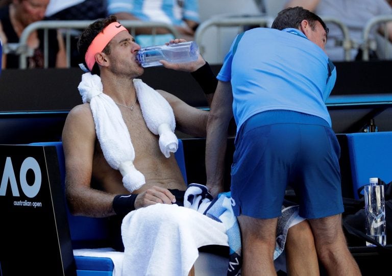 Juan Martin del Potro, con mucho calor