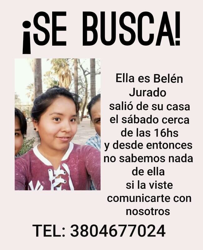 El afiche que se difundió este domingo para solicitar la búsqueda de la joven que terminó detenida por el robo a un supermercado de La Rioja