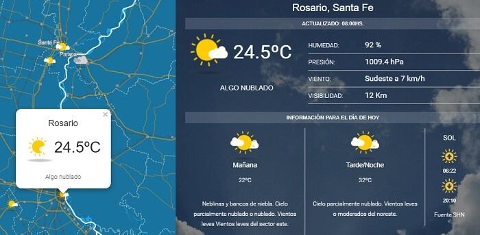 El clima este domingo en Rosario estará pesado. (SMN)